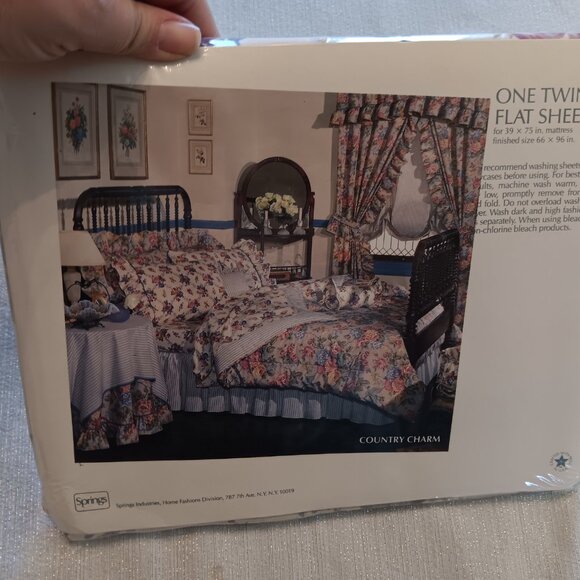 Vtg NOS Springs Twin Flat Sheet Floral English Rose country charm luxury USA - Picture 2 of 4